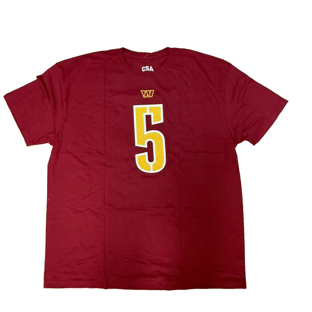 NWT Washington Commanders Jayden Daniels 5 Jersey T-shirt Men's XXL Burgundy 2XL